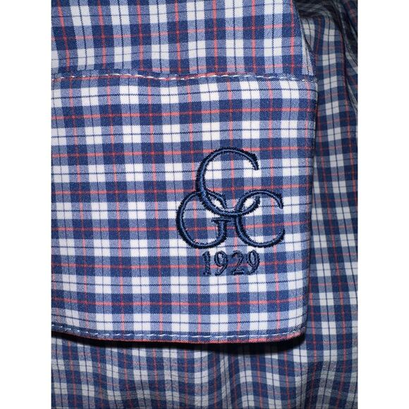 Mizzen + Main Leeward Shirt Mens M Medium Standard Fit Blue Pink Plaid Performan - Picture 7 of 7